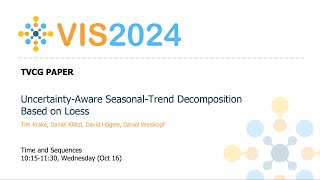 UncertaintyAware SeasonalTrend Decomposition Based on Loess  Fast Forward  VIS 2024 [upl. by Nwahsel194]