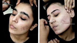 Full face threading  Thick to thin eyebrows  Facial hair removal [upl. by Yhtac783]