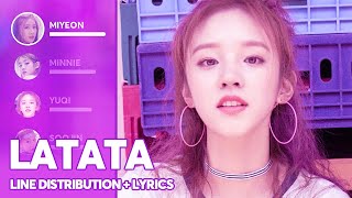 GIDLE  LATATA Line Distribution  Lyrics Color Coded PATREON REQUESTED [upl. by Eenerb]