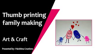 how to make family using thumb  thumb printing  kids activity  school work  thumb printing idea [upl. by Einahpehs667]