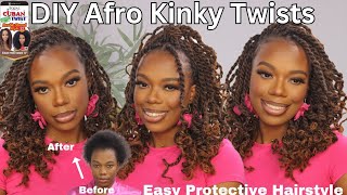 How To DIY Kinky Afro Twist Protective Style on Short Natural Hair [upl. by Frangos]