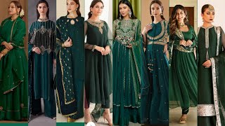 mehandi ubtan barat walima engagement most gorgeous green colour dresses Designing details [upl. by Marden]