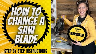 HOW TO CHANGE A MITER SAW BLADE QUICK amp EASY Step by Step Instructions DeWalt 12quot DWS715 Guide [upl. by Emirac]