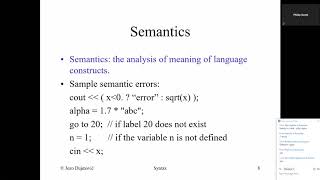 CSC600 082620  Syntax Semantics Metalanguage BackusNaur FormBNF [upl. by Kohn]