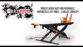 Black Widow ProLift Heavy Duty Air Hydraulic Motorcycle Lift Table [upl. by Nayllij]