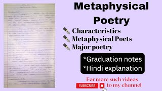 Metaphysical Poetry  Metaphysical Poets  Characteristics of Metaphysical poetry  Graduation notes [upl. by Leiuqeze]