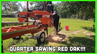 Quarter Sawing Red Oak with the WoodMizer LT15 [upl. by Juliano]