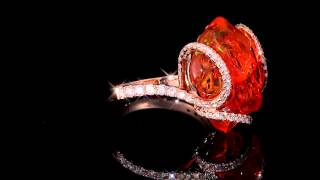 Jewelry 360° Video Fire Opal and Diamonds gold ring  photography and videography [upl. by Thynne932]