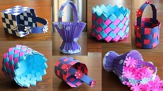 4 Beautiful Paper Basket DIY Basket  Paper Craft  Home Decor [upl. by Ytinav367]