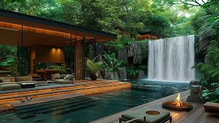 Modern Apartment In Forest🌳Relaxing Sounds of Fire Waterfall Help with Instant Deep Sleep amp Healing [upl. by Ladin922]