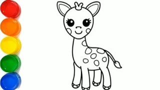 How to draw an easy giraffe for kids and toddlers [upl. by Aikemaj948]