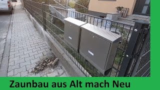 Zaunbau aus Alt mach Neu Doppelstabmattenzaun Montage auf Mauer dübeln [upl. by Norene159]