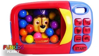 Learn Colors for Children Paw Patrol Chase amp Skye in Microwave Kitchen Appliance [upl. by Paryavi]