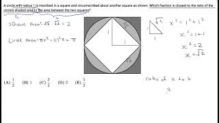 AMC 8 2011 Question 25  A circle with radius 1 is inscribed in a square and circumscribed about [upl. by Anyk]