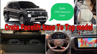 Creta Facelift 2024 Base To Top Model ll Creta 2024 full modification ll 2728 discount scam [upl. by Cavanaugh]