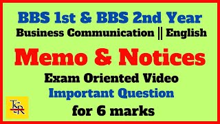 Memo and Notice writing  BBS 1st amp 2nd year English  Exam focus video  Business Communication [upl. by Lesna]