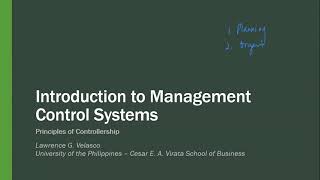 Introduction to Management Control Systems  Controllership [upl. by Elleined103]