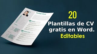 20 Plantillas Profesionales de Curriculum Vitae  En Word Editable Gratis [upl. by Ayotyal665]