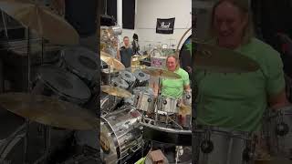 Danny Carey enjoying Carl Palmers legendary stainless steel drum kit [upl. by Mendel]