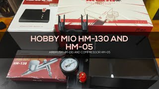 Hobby Mio compressor HM05 and Hobby Mio aibrush HM130 unboxing and review [upl. by Assele]