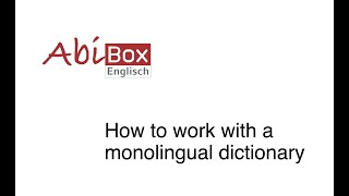 How to work with a monolingual dictionary [upl. by Bora]