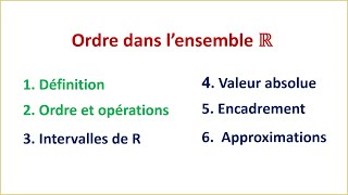 Ordre et opérations ► Ordre dans lensemble R TRONC COMMUN SCIENTIFIQUE ET TECHNOLOGIQUE  PARTIE 1 [upl. by Savvas214]