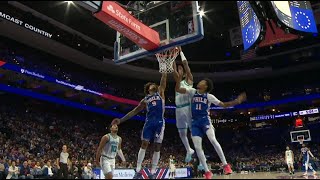 Brandon Miller with a great putback dunk over two Sixers players [upl. by Nolahp]