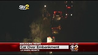 Car Goes Over An Embankment In La Habra Heights [upl. by Hairas]