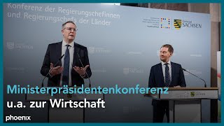 MPK Kretschmer CDU und Schweitzer SPD nach der Ministerpräsidentenkonferenz ua zur Wirtschaft [upl. by Yntirb743]