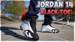 Classics  Air Jordan 14 Black Toe On FootReview [upl. by Aloke]