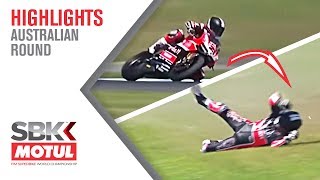 Bayliss DRAMATIC Highside on Superbike Return  Australian Round 2015  WorldSBK [upl. by Margaretta]