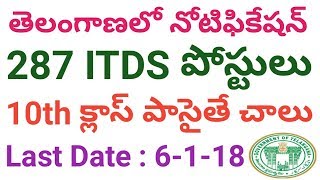 Telangana 287 ITDS Posts Recruitment Notification 2017  Telangana Government Jobs [upl. by Harelda110]