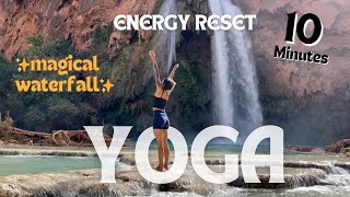 Energy Reset Yoga  10 Minutes Beginner Friendly Flow by Waterfall  No Mat Required [upl. by Scurlock]