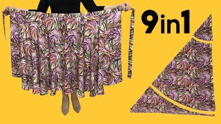 Cut in 5 Minutes Wear in 9 Different Styles As blouse dress Very Easy Wrap Skirt Sewing [upl. by Eilzel55]