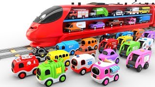 Colors for Children with Train Transporter Toy Street Vehicles [upl. by Janey981]