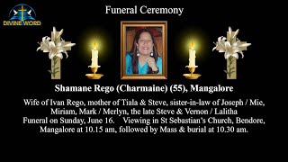 Funeral Ceremony Of Shamane Rego Charmaine 55 Years St Sebastian’s Church Bendore [upl. by Olmstead]