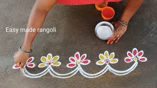 15 days 15 Easy daily border rangoli designsside border muggulukolamsneweasymaderangolicreations [upl. by Horne]