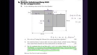 Zentrale Aufnahmeprüfung 2023 Zürich Langgymnasium Mathematik Aufgabe 6 7 [upl. by Nnyw]