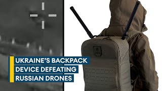 Ukrainian backpack signaljamming system taking down Russian drones [upl. by Aicirtan389]