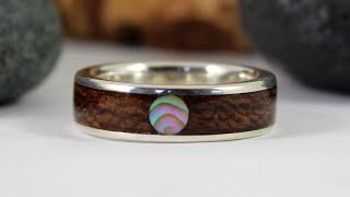 Making A Sterling Silver and Wood Ring With Abalone Inlay [upl. by Spearing]