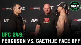 Tony Ferguson says “let’s play ball” to Justin Gaethje  UFC 249 Face Off [upl. by Ellehcal310]