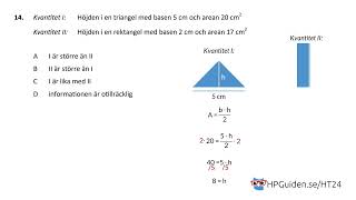 Högskoleprovet KVA uppgift 14 från höstens högskoleprov 2024 provpass 4 kvantitativ del [upl. by Kcam]