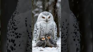 Snowy Owl Sheltering Her Chicks from the Snow mother birds snowyowl owl shorts [upl. by Connolly192]