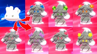 Evolving All 7 Sweet Forms of Shiny Gigantamax Alcremie All Shiny Milcery Evolutions Sword Shield [upl. by Phylis]