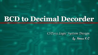 BCD to DECIMAL DECODER  KTU Syllabus in MALAYALAM [upl. by Tove318]