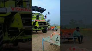 MP soyabean season di subha shorts1 combine harvester tractor trending combinemachine [upl. by Lashar]