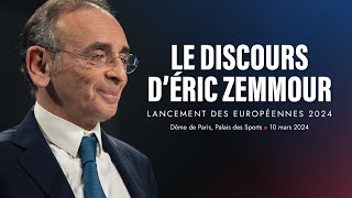 Discours d’Eric Zemmour pour lancer la campagne des Européennes [upl. by Yadahs]