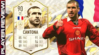 FIFA 22 MID CANTONA PLAYER REVIEW  90 MID ICON CANTONA REVIEW  FIFA 22 ULTIMATE TEAM [upl. by Fritzsche47]