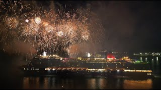 Cunard QUEEN ANNE Fireworks Southampton Above Beyond  Left To Hide DRONE 4K [upl. by Nhguavoj]