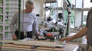 Festool parallel guide and LR32 guide rail used as a jig for 32mm panels [upl. by Anastatius]